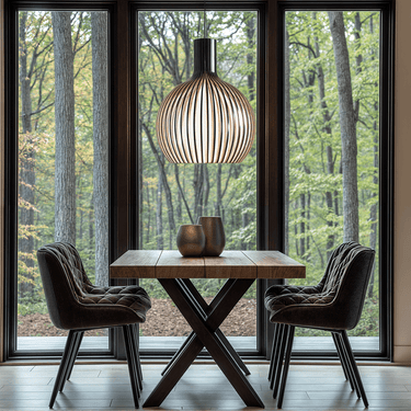 Rustic Wooden Cage Pendant Light – Adjustable Bamboo Hanging Light for Kitchen and Modern Interiors 1